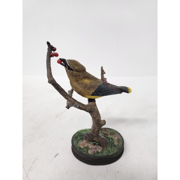Vintage 1999 Cedar Waxing Bird On Branch Figurine Christmas Holiday Decorative - Picture 5 of 8